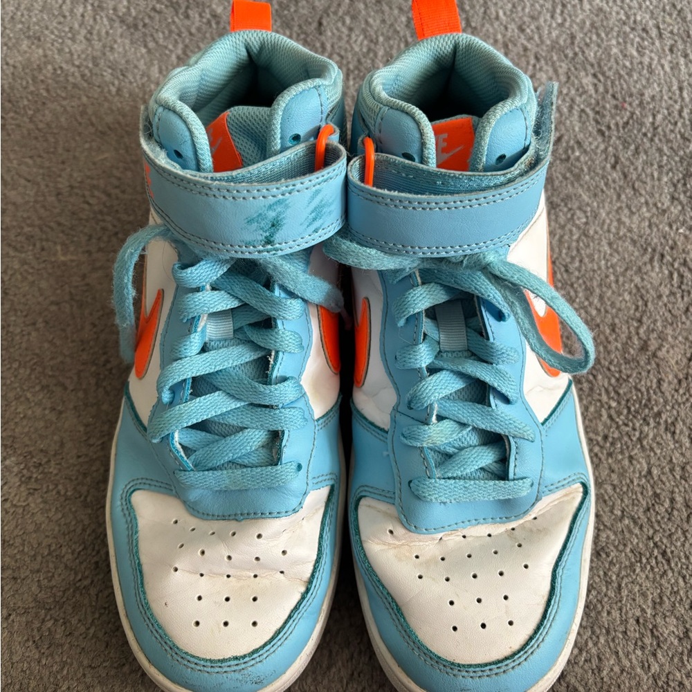 Nike Kids High-Top Sneakers - Light Blue and Orange